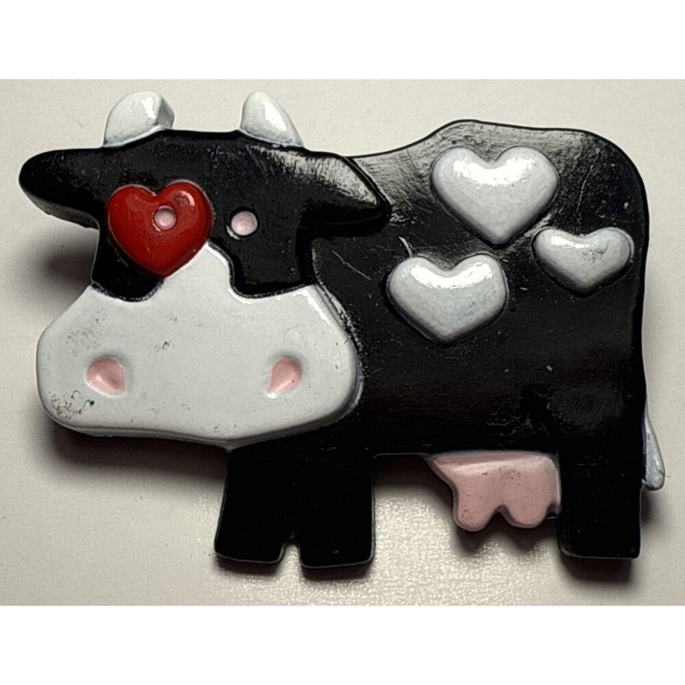 Vintage 1989 Hallmark Valentine's Day Cow Brooch PB146